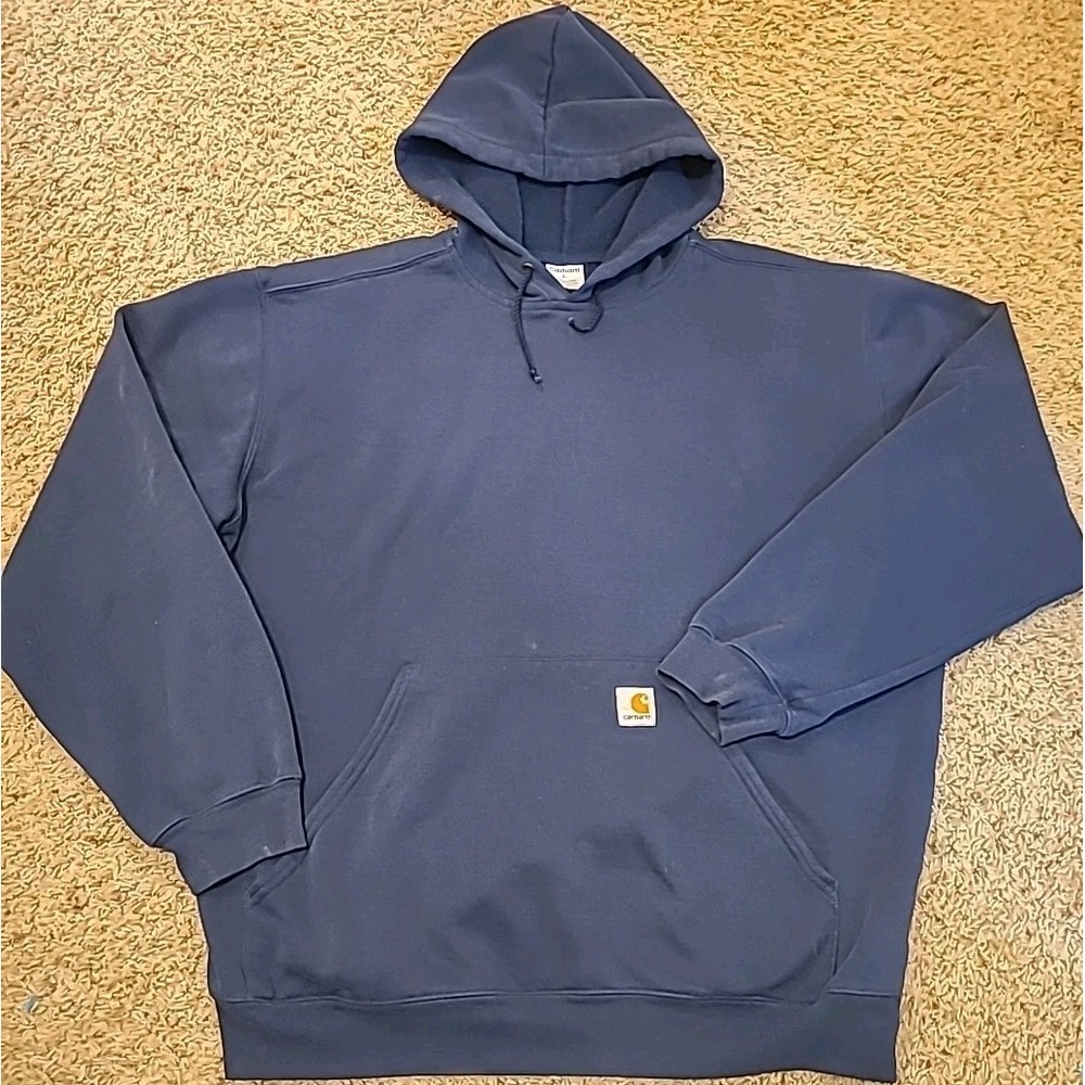 Vintage 90s CARHARTT Size Large Blue‎ Pullover Hoodie Sweat-Shirt